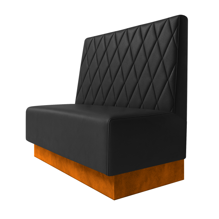Schmidt | Gastrobank | B:H 100 x 100 cm | Schwarz | Raute | Leder | Fußleiste Orange