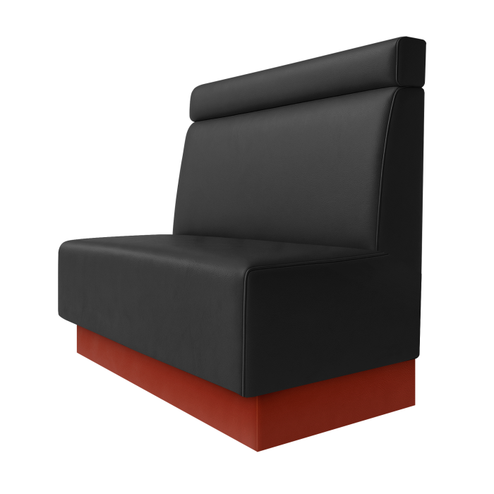 Schmidt | Gastrobank | B:H 100 x 100 cm | Schwarz | Glatt + Kopfteil | Leder | Fußleiste Rot