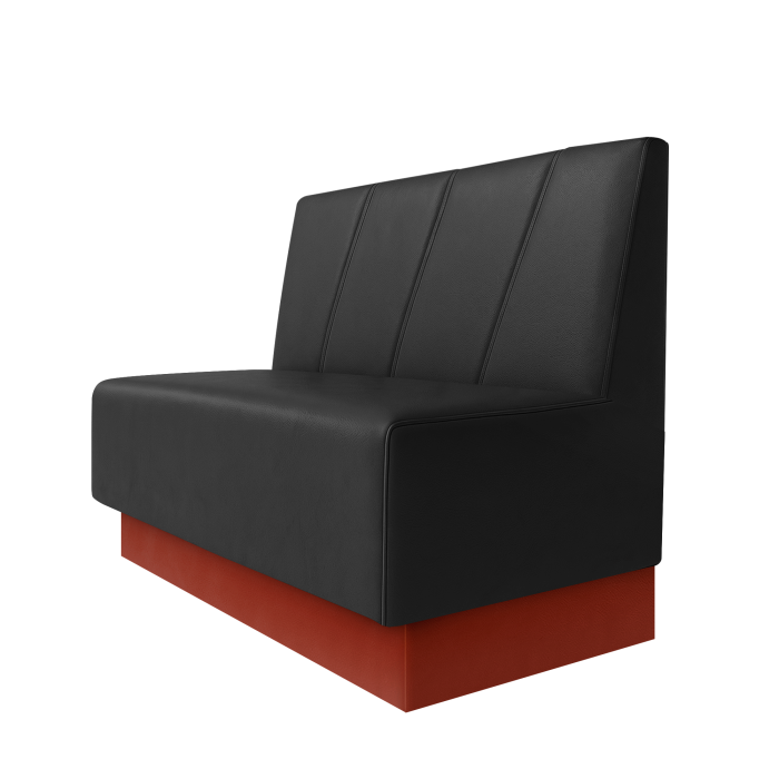 Schmidt | Gastrobank | B:H 100 x 100 cm | Schwarz | Schräg Gestreift | Leder | Fußleiste Rot