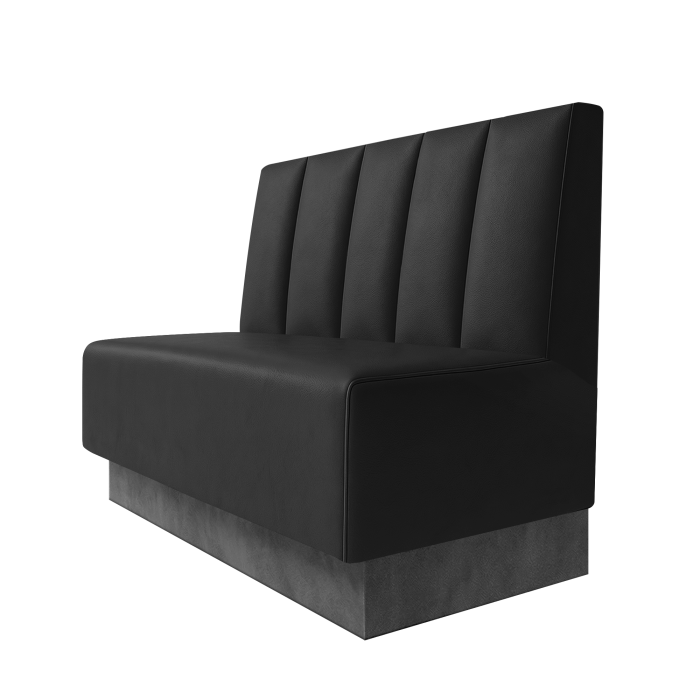 Schmidt | Gastrobank | B:H 100 x 100 cm | Schwarz | Tief Gestreift | Leder | Fußleiste Grau