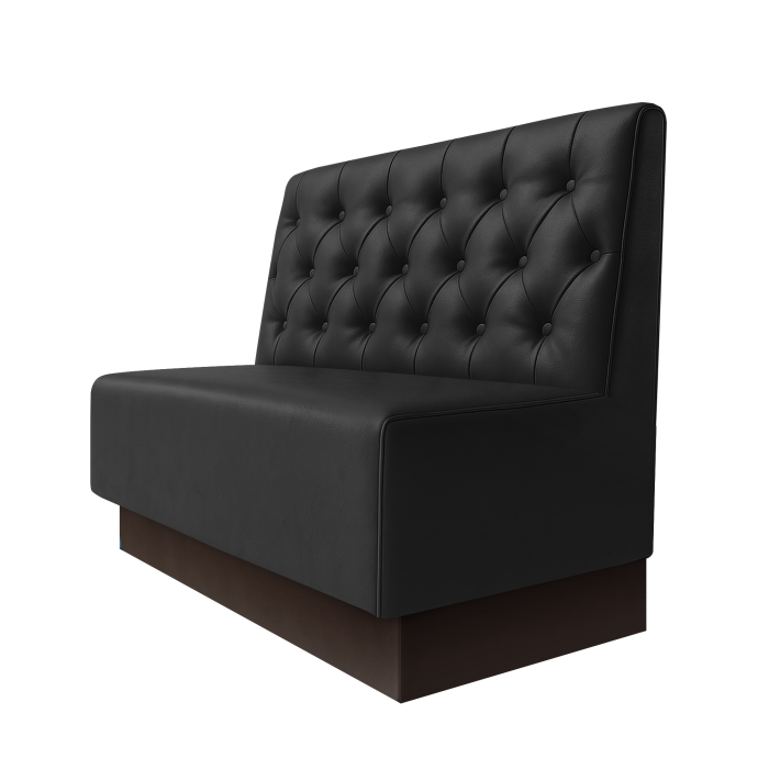 Schmidt | Gastrobank | B:H 100 x 100 cm | Schwarz | Chesterfield | Leder | Fußleiste Braun