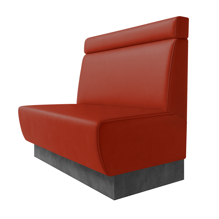 Meyer | Gastrobank | B:H 100 x 100 cm | Rot | Glatt + Kopfteil | Leder | Fußleiste Grau