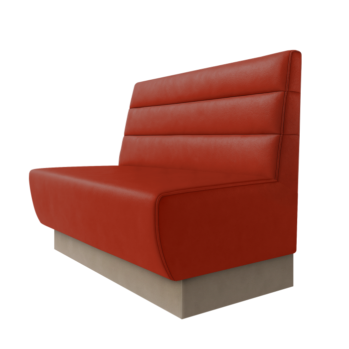 Meyer | Gastrobank | B:H 100 x 100 cm | Rot | Horizontal Gestreift | Leder | Fußleiste Taupe