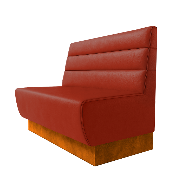 Meyer | Gastrobank | B:H 100 x 100 cm | Rot | Horizontal Gestreift | Leder | Fußleiste Orange