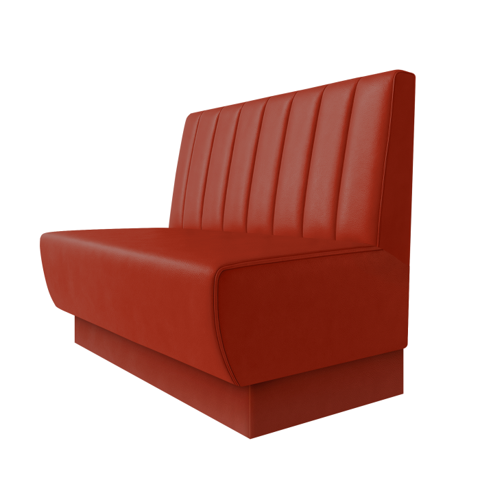 Meyer | Gastrobank | B:H 100 x 100 cm | Rot | Gestreift 12cm | Leder | Fußleiste Rot