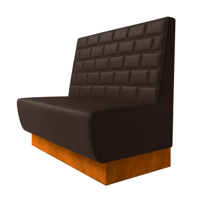 Meyer | Gastrobank | B:H 100 x 100 cm | Braun | Stein | Leder | Fußleiste Orange