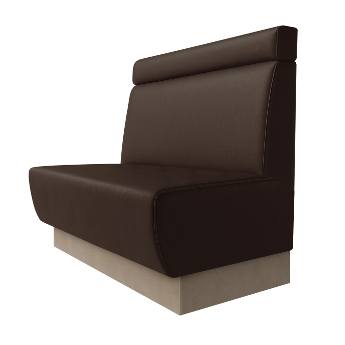 Meyer | Gastrobank | B:H 100 x 100 cm | Braun | Glatt + Kopfteil | Leder | Fußleiste Taupe