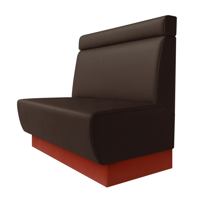 Meyer | Gastrobank | B:H 100 x 100 cm | Braun | Glatt + Kopfteil | Leder | Fußleiste Rot