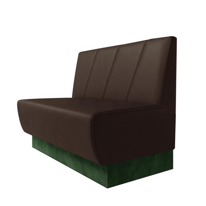 Meyer | Gastrobank | B:H 100 x 100 cm | Braun | Schräg Gestreift | Leder | Fußleiste Grün