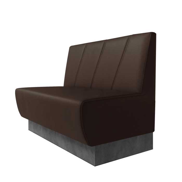 Meyer | Gastrobank | B:H 100 x 100 cm | Braun | Schräg Gestreift | Leder | Fußleiste Grau