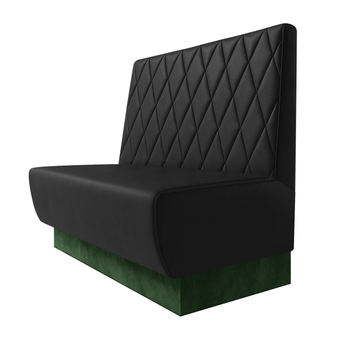 Meyer | Gastrobank | B:H 100 x 100 cm | Schwarz | Raute | Leder | Fußleiste Grün