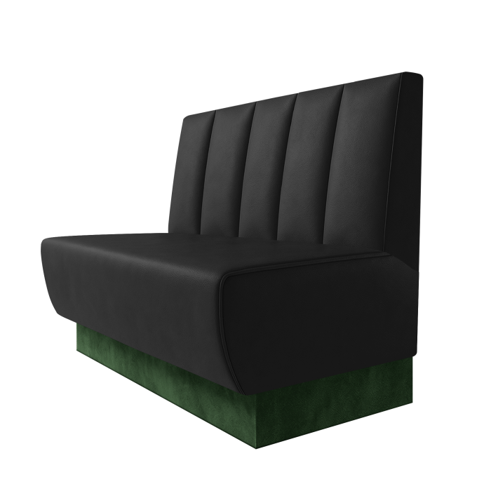 Meyer | Gastrobank | B:H 100 x 100 cm | Schwarz | Tief Gestreift | Leder | Fußleiste Grün
