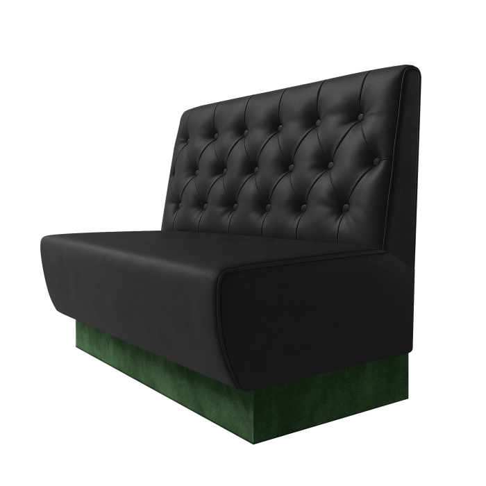 Meyer | Gastrobank | B:H 100 x 100 cm | Schwarz | Chesterfield | Leder | Fußleiste Grün