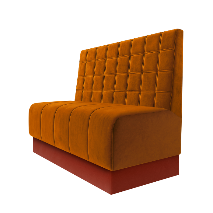 Fischer | Gastrobank | B:H 100 x 100 cm | Orange | Blocks | Samt | Fußleiste Rot