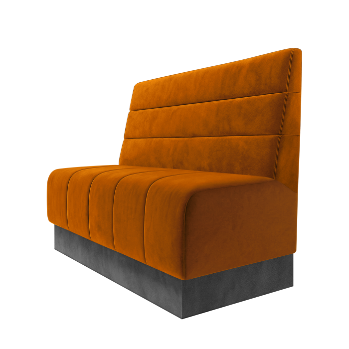 Fischer | Gastrobank | B:H 100 x 100 cm | Orange | Horizontal Gestreift | Samt | Fußleiste Grau