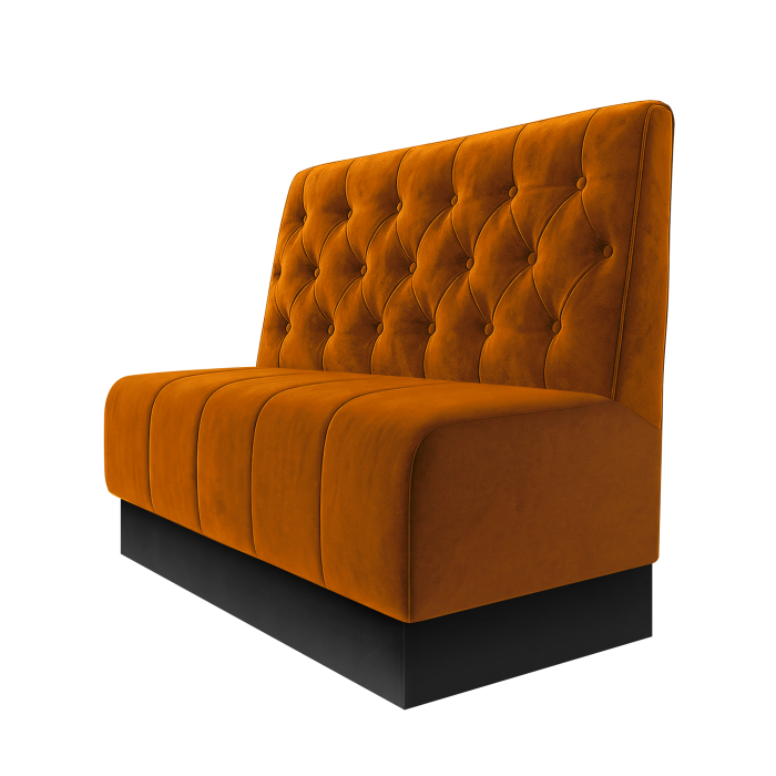 Fischer | Gastrobank | B:H 100 x 100 cm | Orange | Chesterfield | Samt | Fußleiste Schwarz