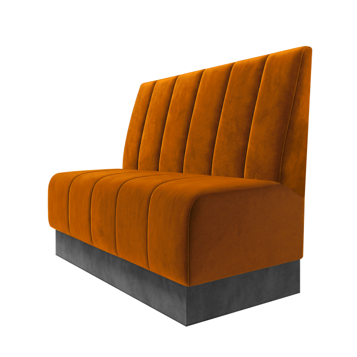 Fischer | Gastrobank | B:H 100 x 100 cm | Orange | Gestreift Doppelnahnt 24cm | Samt | Fußleiste Grau