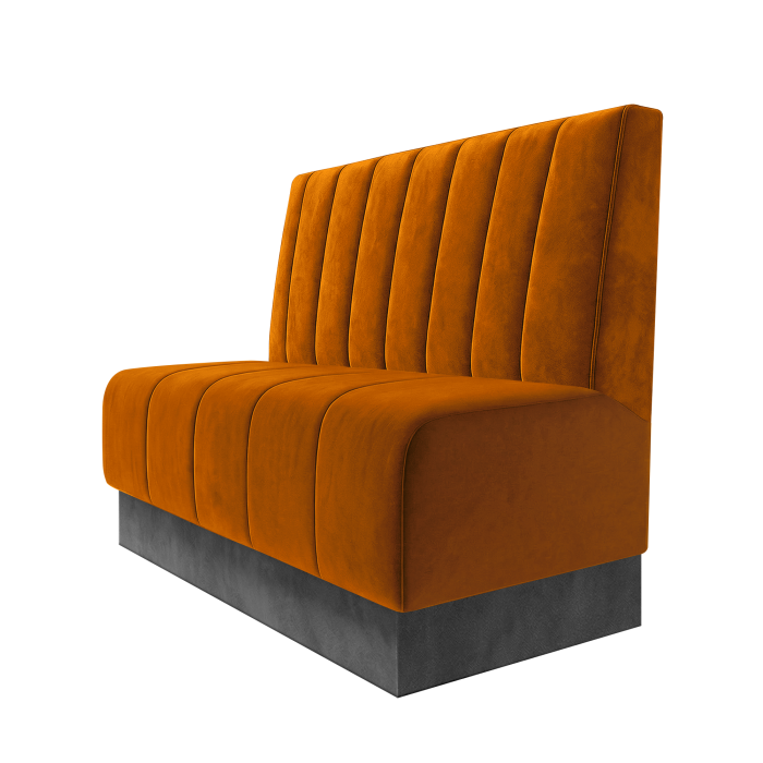 Fischer | Gastrobank | B:H 100 x 100 cm | Orange | Gestreift 12cm | Samt | Fußleiste Grau