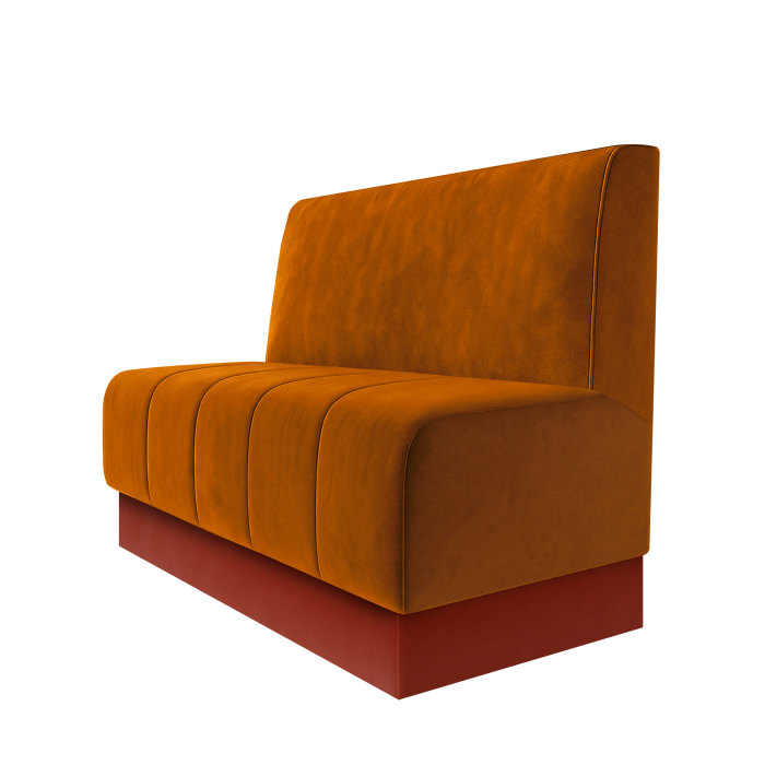 Fischer | Gastrobank | B:H 100 x 100 cm | Orange | Glatt | Samt | Fußleiste Rot