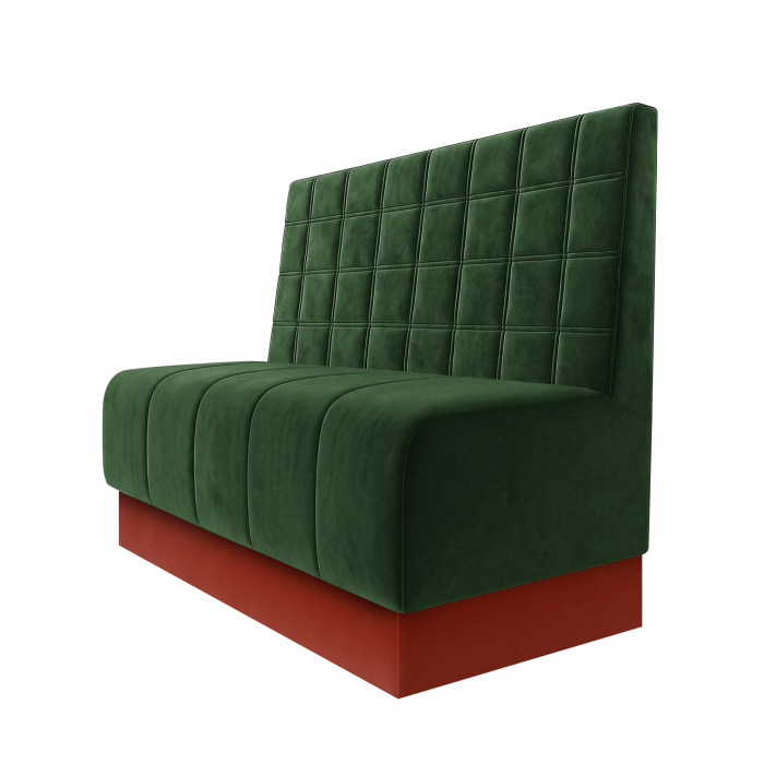 Fischer | Gastrobank | B:H 100 x 100 cm | Grün | Blocks | Samt | Fußleiste Rot