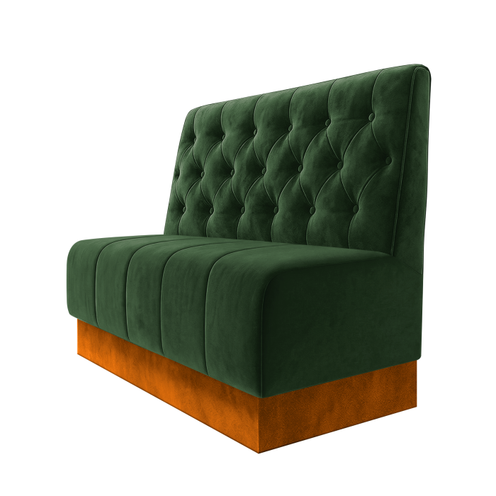 Fischer | Gastrobank | B:H 100 x 100 cm | Grün | Chesterfield | Samt | Fußleiste Orange