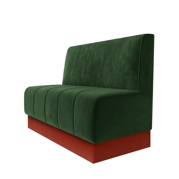 Fischer | Gastrobank | B:H 100 x 100 cm | Grün | Glatt | Samt | Fußleiste Rot