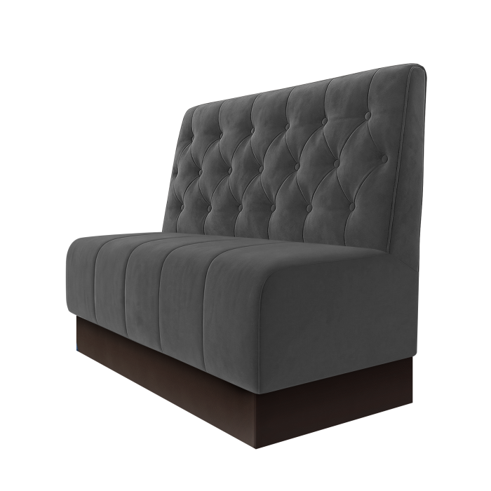 Fischer | Gastrobank | B:H 100 x 100 cm | Grau | Chesterfield | Samt | Fußleiste Braun
