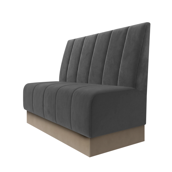 Fischer | Gastrobank | B:H 100 x 100 cm | Grau | Gestreift Doppelnahnt 24cm | Samt | Fußleiste Taupe