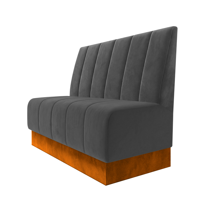 Fischer | Gastrobank | B:H 100 x 100 cm | Grau | Gestreift Doppelnahnt 24cm | Samt | Fußleiste Orange