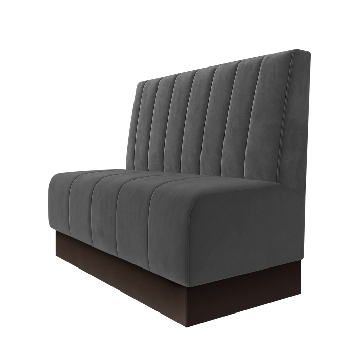 Fischer | Gastrobank | B:H 100 x 100 cm | Grau | Gestreift 12cm | Samt | Fußleiste Braun