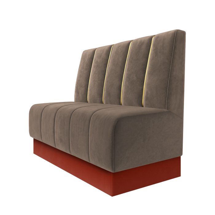 Fischer | Gastrobank | B:H 100 x 100 cm | Taupe | Dubai | Samt | Fußleiste Rot