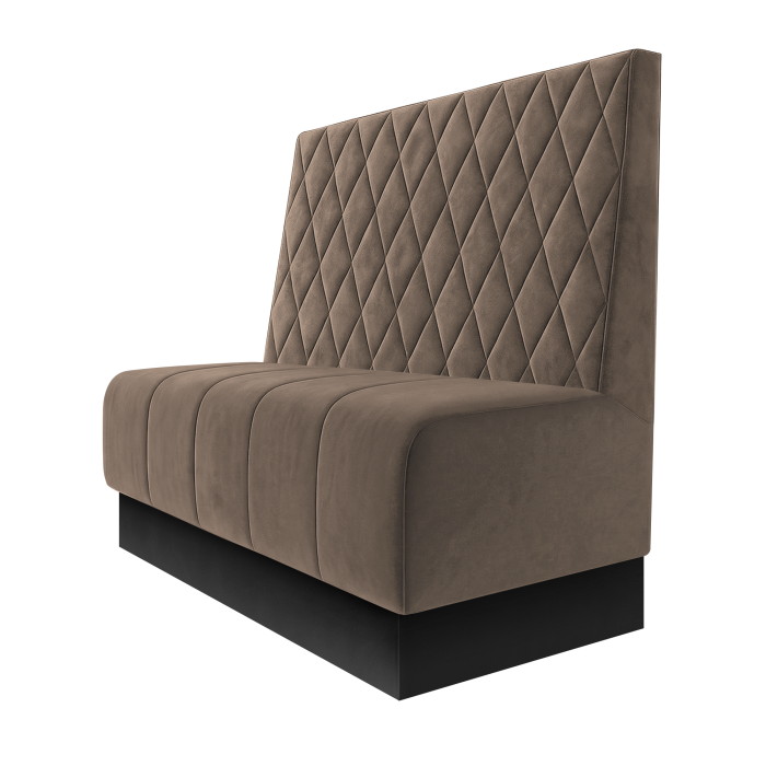 Fischer | Gastrobank | B:H 100 x 100 cm | Taupe | Raute | Samt | Fußleiste Schwarz