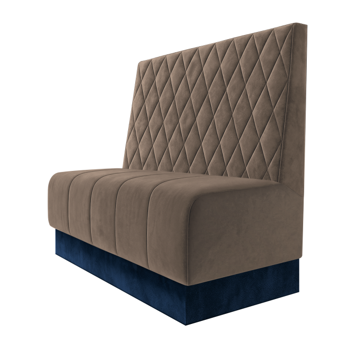 Fischer | Gastrobank | B:H 100 x 100 cm | Taupe | Raute | Samt | Fußleiste Blau