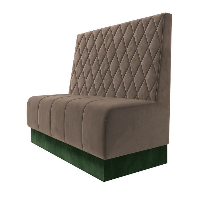 Fischer | Gastrobank | B:H 100 x 100 cm | Taupe | Raute | Samt | Fußleiste Grün