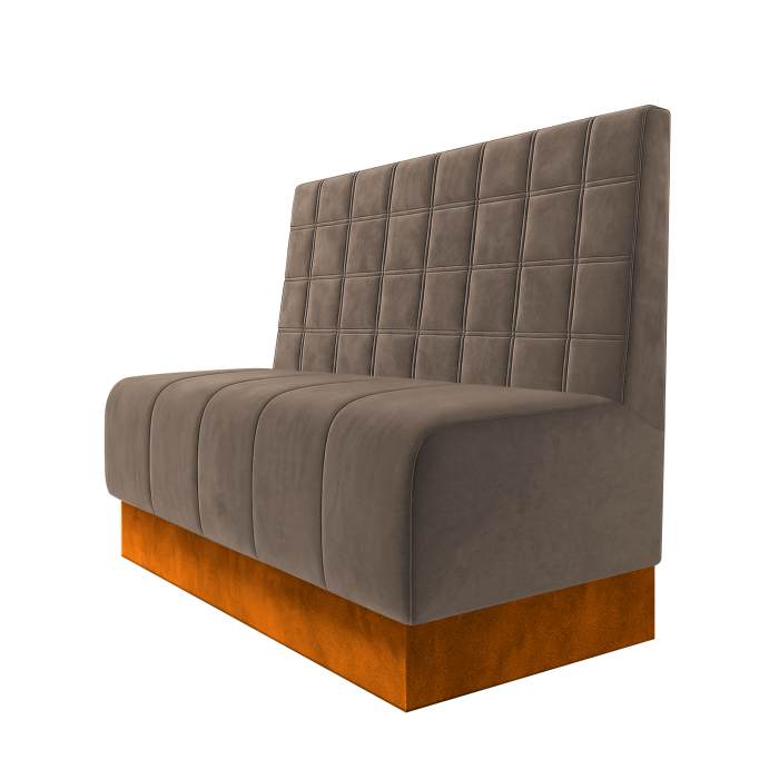 Fischer | Gastrobank | B:H 100 x 100 cm | Taupe | Blocks | Samt | Fußleiste Orange