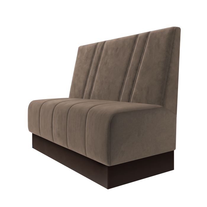 Fischer | Gastrobank | B:H 100 x 100 cm | Taupe | Schräg Gestreift | Samt | Fußleiste Braun
