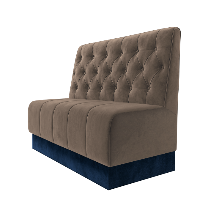 Fischer | Gastrobank | B:H 100 x 100 cm | Taupe | Chesterfield | Samt | Fußleiste Blau