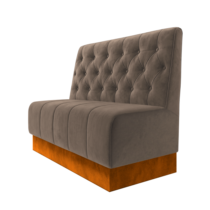 Fischer | Gastrobank | B:H 100 x 100 cm | Taupe | Chesterfield | Samt | Fußleiste Orange