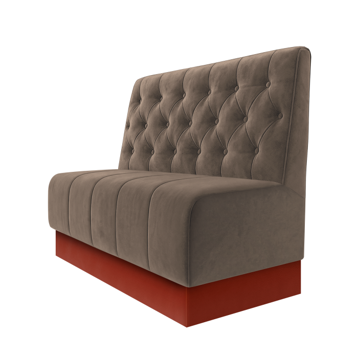 Fischer | Gastrobank | B:H 100 x 100 cm | Taupe | Chesterfield | Samt | Fußleiste Rot