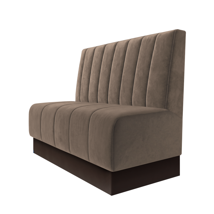 Fischer | Gastrobank | B:H 100 x 100 cm | Taupe | Gestreift 12cm | Samt | Fußleiste Braun