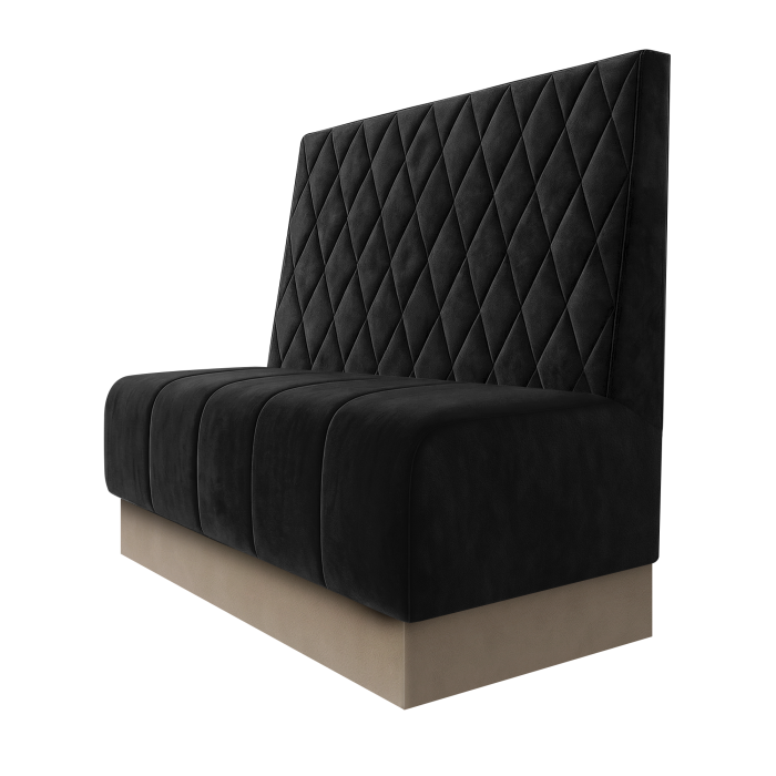 Fischer | Gastrobank | B:H 100 x 100 cm | Schwarz | Raute | Samt | Fußleiste Taupe