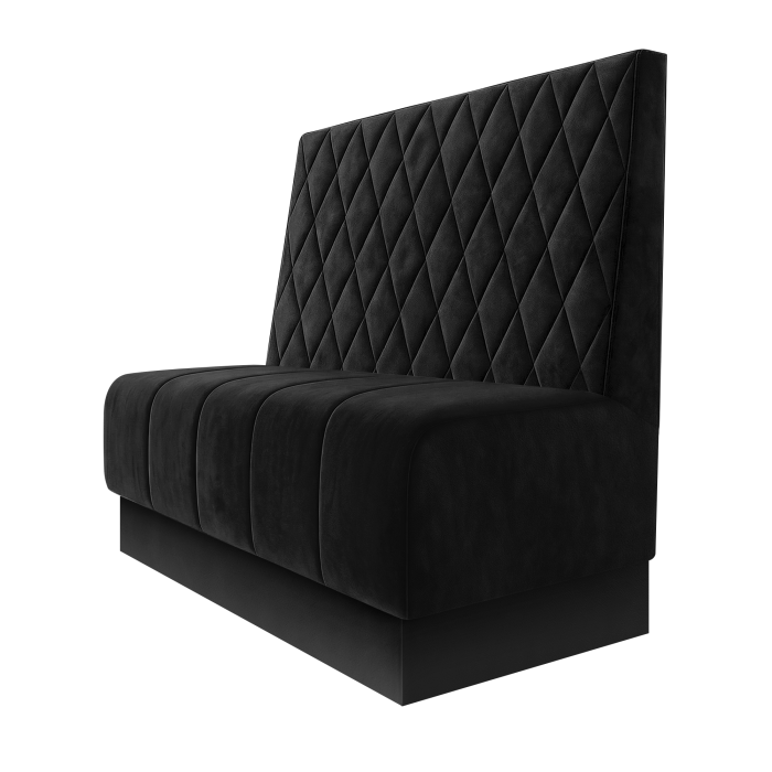 Fischer | Gastrobank | B:H 100 x 100 cm | Schwarz | Raute | Samt | Fußleiste Schwarz