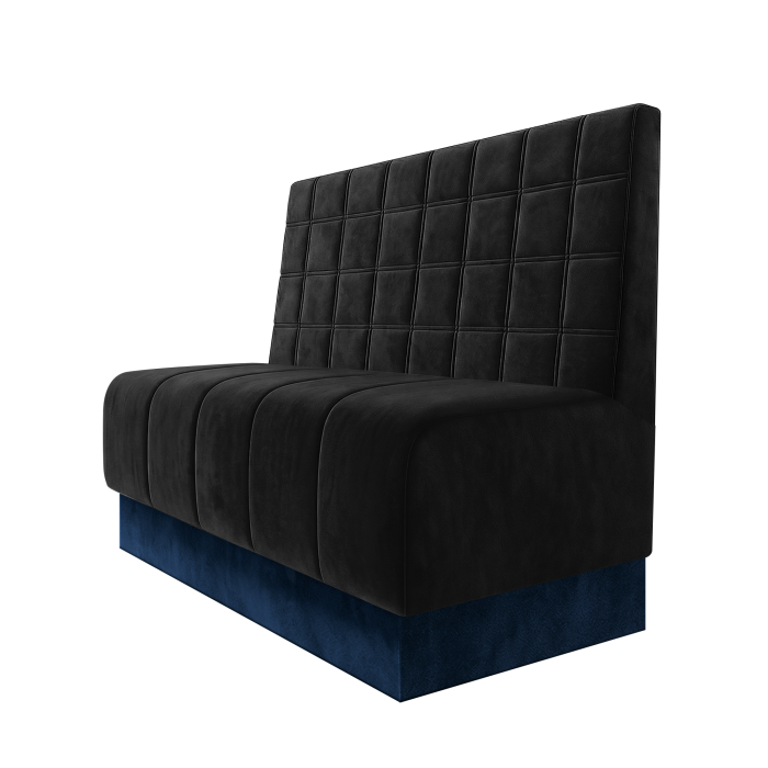 Fischer | Gastrobank | B:H 100 x 100 cm | Schwarz | Blocks | Samt | Fußleiste Blau