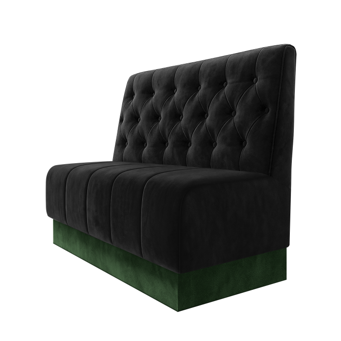 Fischer | Gastrobank | B:H 100 x 100 cm | Schwarz | Chesterfield | Samt | Fußleiste Grün