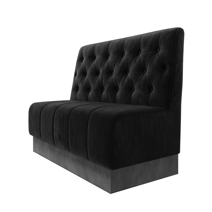 Fischer | Gastrobank | B:H 100 x 100 cm | Schwarz | Chesterfield | Samt | Fußleiste Grau