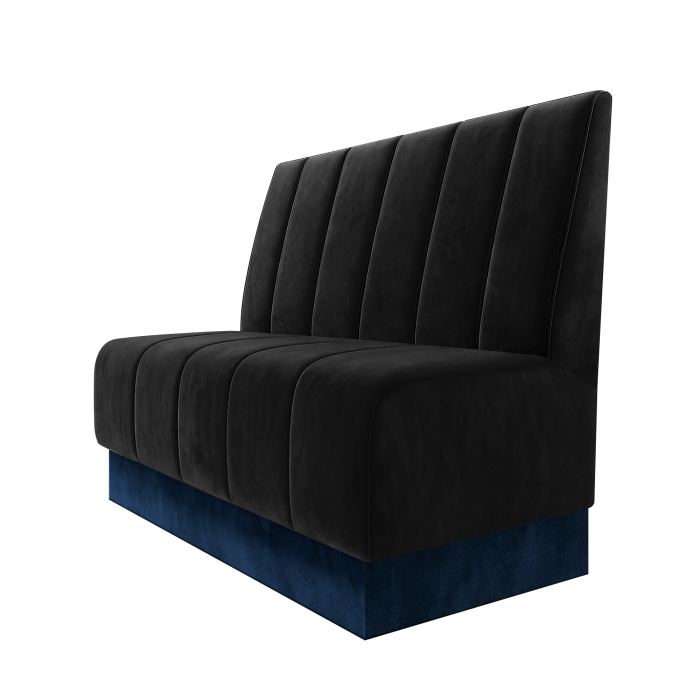 Fischer | Gastrobank | B:H 100 x 100 cm | Schwarz | Gestreift Doppelnahnt 24cm | Samt | Fußleiste Blau