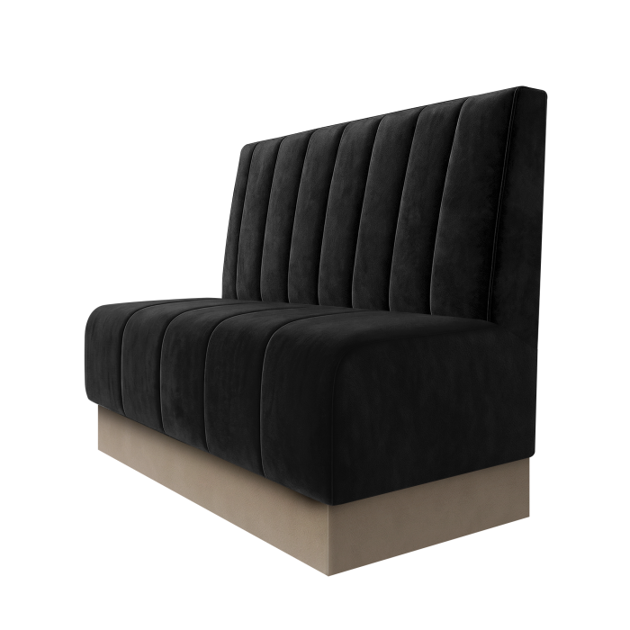 Fischer | Gastrobank | B:H 100 x 100 cm | Schwarz | Gestreift 12cm | Samt | Fußleiste Taupe