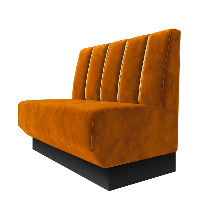 Wagner | Gastrobank | B:H 100 x 100 cm | Orange | Dubai | Samt | Fußleiste Schwarz