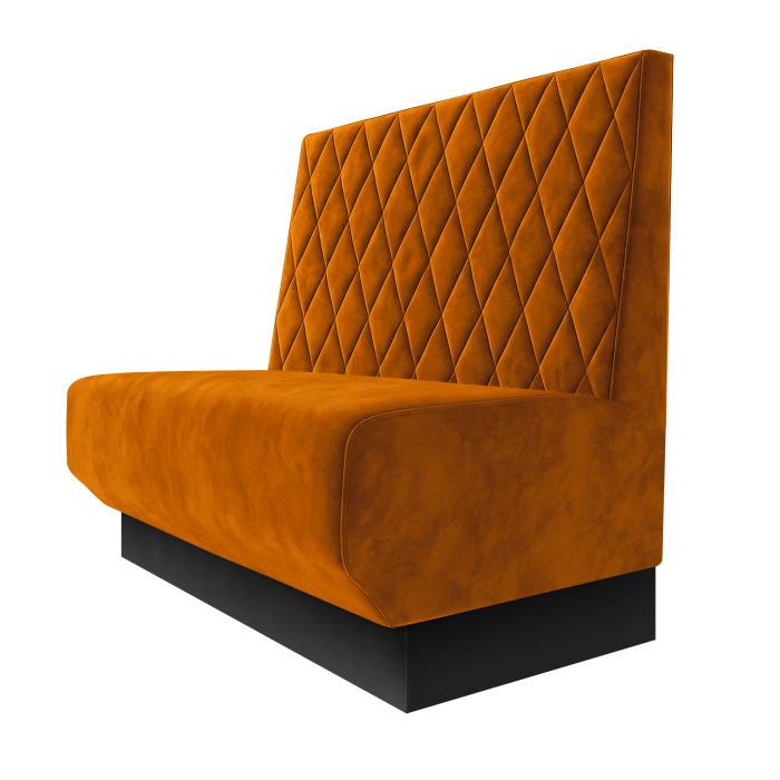 Wagner | Gastrobank | B:H 100 x 100 cm | Orange | Raute | Samt | Fußleiste Schwarz