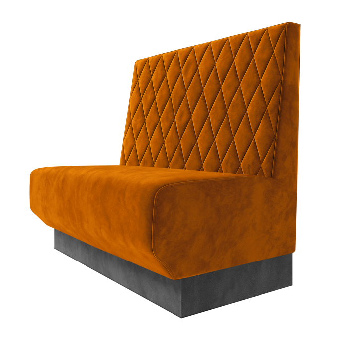 Wagner | Gastrobank | B:H 100 x 100 cm | Orange | Raute | Samt | Fußleiste Grau